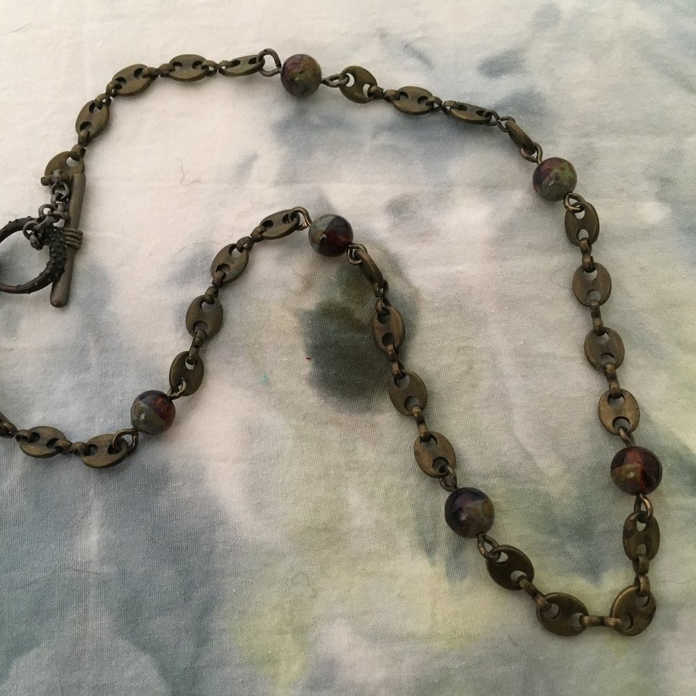 Glass bead and brass handmade necklace